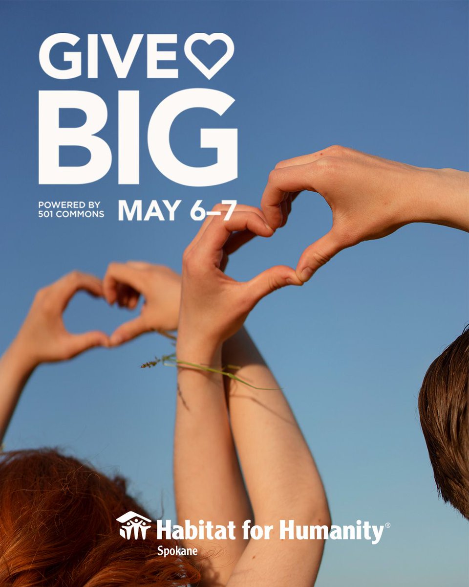 Habitat-Spokane (@hfhspokane) on Twitter photo It’s here — GiveBIG starts TODAY and runs through tomorrow!
Your donation supports local families on their journey toward safe, stable, and affordable housing.
When you give, good things happen💛
Donate here ⬇️
buff.ly/yU3INsP
<a href="/WAGives/">Washington Gives</a>
#GiveBIG #HabitatSpokane It’s here — GiveBIG starts TODAY and runs through tomorrow!
Your donation supports local families on their journey toward safe, stable, and affordable housing.
When you give, good things happen💛
Donate here ⬇️
buff.ly/yU3INsP
<a href="/WAGives/">Washington Gives</a>
#GiveBIG #HabitatSpokane