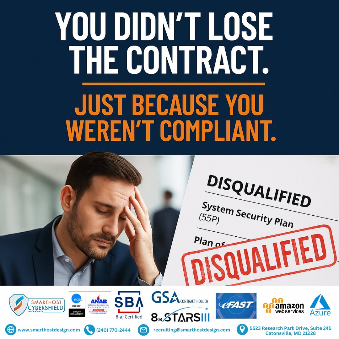 smarthosttech's tweet image. Losing contracts over compliance? We turn it around—fast. Done For You CMMC = policies, SSP, POA&amp;amp;M, all handled. 👉 hubs.ly/Q03lh0Nl0 
------

#CMMCCompliance #DoneForYouCMMC #GovConSupport #CybersecurityHelp