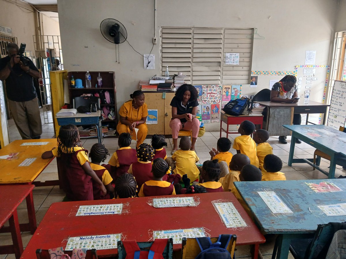 ECCJA's tweet photo. The ECC, with JPS Community Renewal, is at the Riverton Meadows ECDC reading to our nationโs precious gems as we observe 'Read Across Jamaica Day' - part of our Education Week activities. Reading is dreaming with open eyes.
#ReadAcrossJA #12StandardsMatter @tkmsingh https://t.co/D9AMSgkd8U