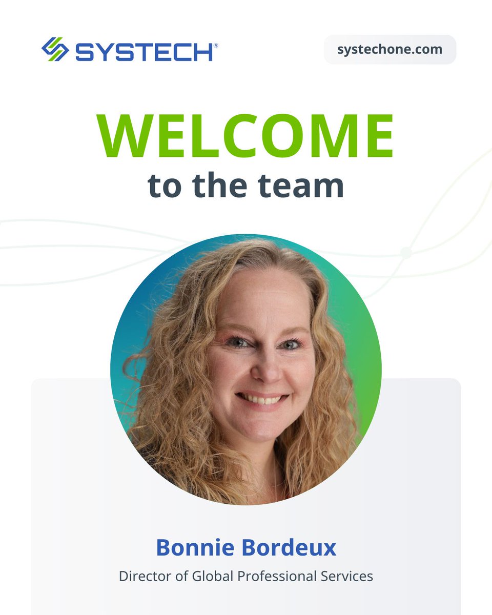 We’re excited to welcome Bonnie Bordeaux to Systech as our new Director of Global Professional Services! Please join us in welcoming her to the Systech family!

#welcome #leadership #pharmainnovation #teamsystech