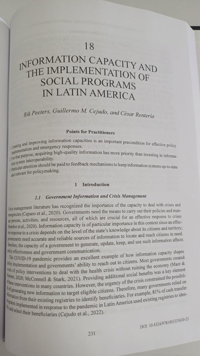 Rik Peeters (@rikpeeters2) on Twitter photo Happy to see our chapter “Information Capacity and the Implementation of Social Programs in Latin America” with <a href="/GmoCejudo/">Guillermo M. Cejudo</a> and <a href="/crenteriama/">César Rentería Marín</a> in the Routledge Handbook on Crisis, Polycrisis, and Public Administration. Happy to see our chapter “Information Capacity and the Implementation of Social Programs in Latin America” with <a href="/GmoCejudo/">Guillermo M. Cejudo</a> and <a href="/crenteriama/">César Rentería Marín</a> in the Routledge Handbook on Crisis, Polycrisis, and Public Administration.