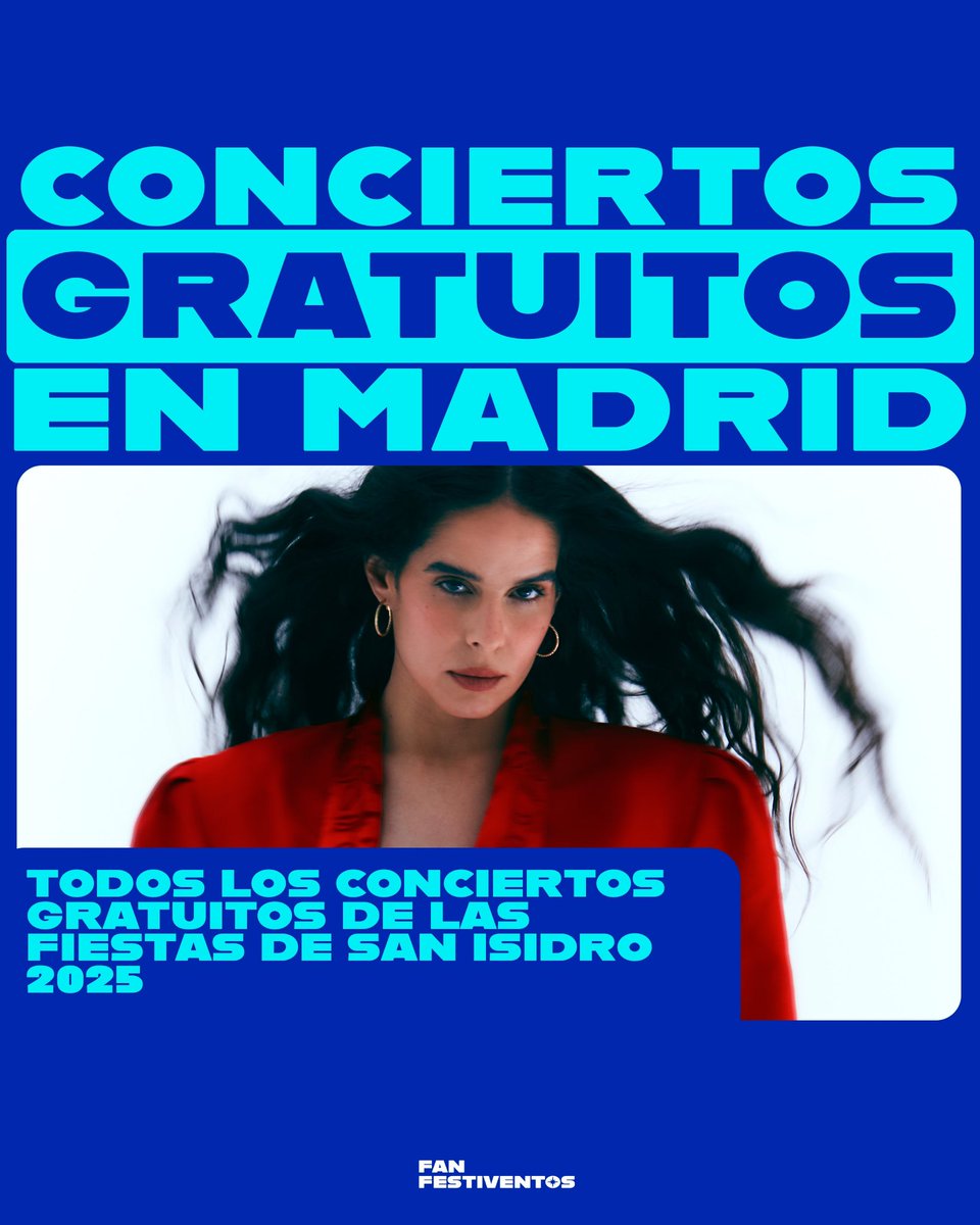 FanFestiventos's tweet photo. 🚨 | NUEVOS CONCIERTOS GRATIS EN MADRID

Ya conocemos el programa completo de las fiestas de San Isidro 2025 💥 Os los hemos ordenado por escenarios para que tengáis la programación más a mano! 💞

🎟️ TODOS los conciertos son GRATUITOS 

🖼️ Posters no oficiales de @FanFestiventos https://t.co/w2w2Lcou6A