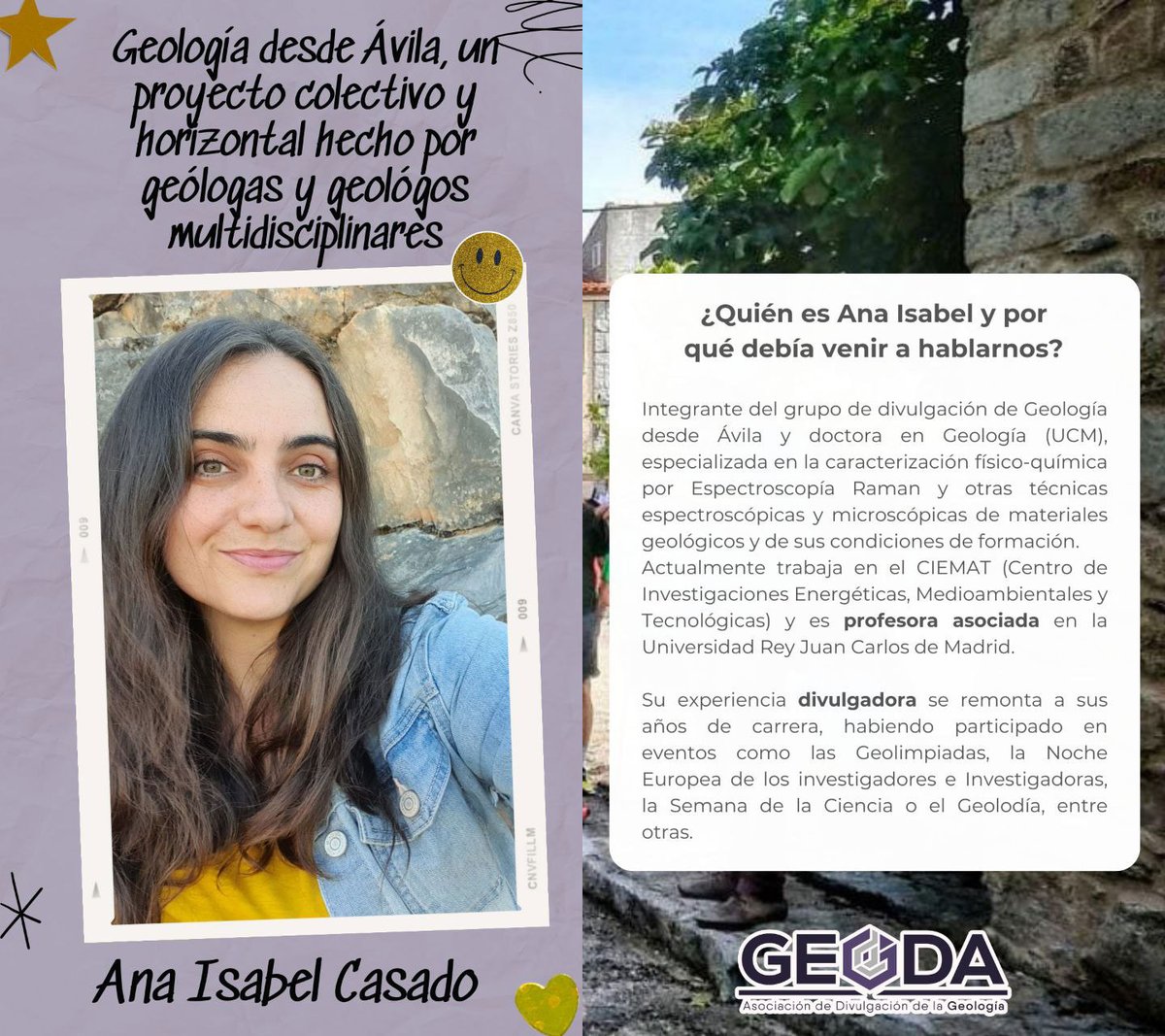 GeodaDivulga (@geodadivulga) on Twitter photo Empezamos nuestras publicaciones sobre los ponentes de la #Geoquedada2025 con Ana Isabel Casado, de <a href="/GeologiaAvila/">Geología desde Ávila ⚒ 🌍</a>. Su charla es además la primera que tendremos después de la presentación de la #Geoquedada y será a las 9:30. ¿Con ganas de escucharla? Empezamos nuestras publicaciones sobre los ponentes de la #Geoquedada2025 con Ana Isabel Casado, de <a href="/GeologiaAvila/">Geología desde Ávila ⚒ 🌍</a>. Su charla es además la primera que tendremos después de la presentación de la #Geoquedada y será a las 9:30. ¿Con ganas de escucharla?