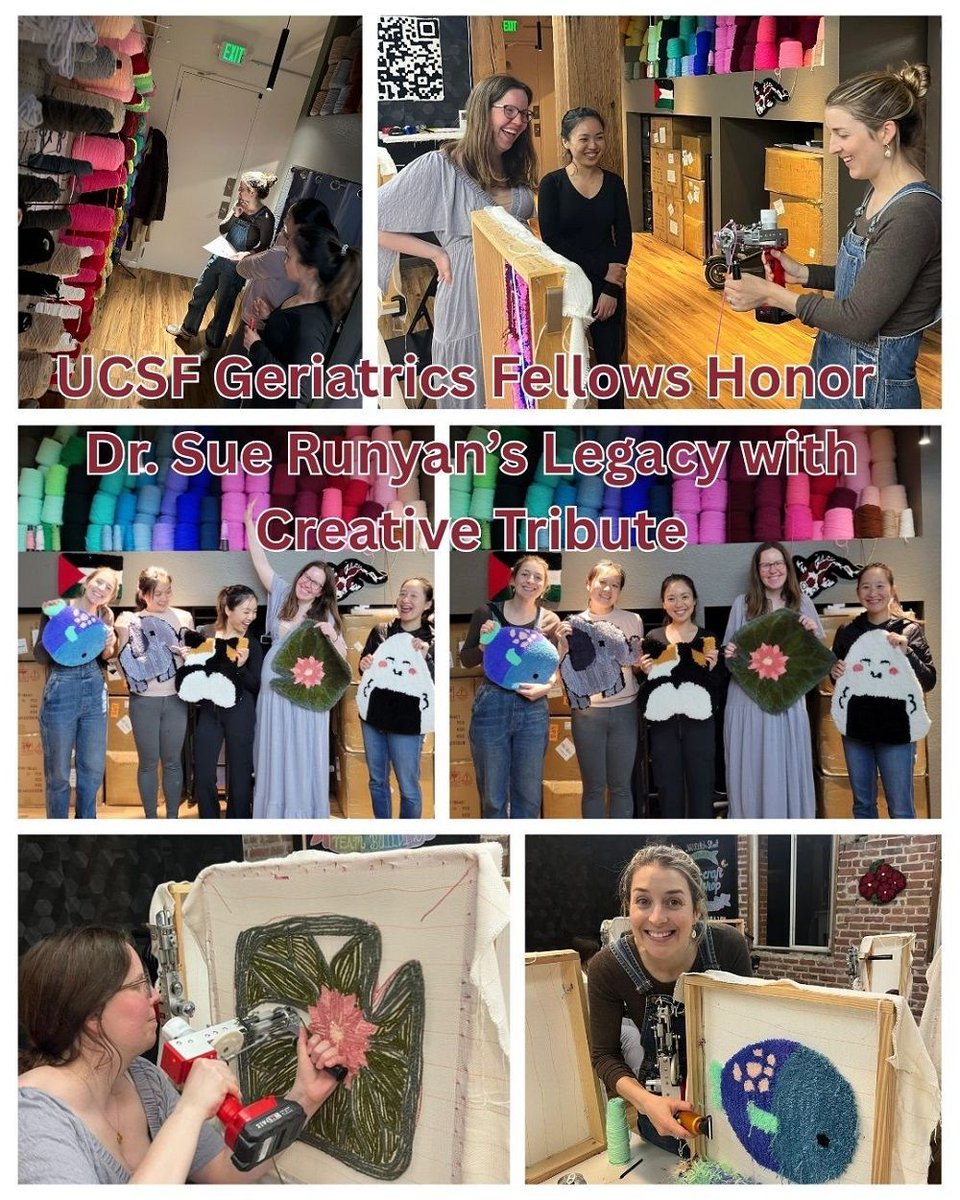 UCSF Geriatrics (@ucsfgeriatrics) on Twitter photo In honor of Dr. Sue Runyan, our UCSF Geriatrics Fellows (Class of 2025) chose rug tufting—a joyful, hands-on activity reflecting Sue’s legacy of connection, learning, and community. 💜🧶 #Geriatrics #UCSF #LegacyOfCare In honor of Dr. Sue Runyan, our UCSF Geriatrics Fellows (Class of 2025) chose rug tufting—a joyful, hands-on activity reflecting Sue’s legacy of connection, learning, and community. 💜🧶 #Geriatrics #UCSF #LegacyOfCare