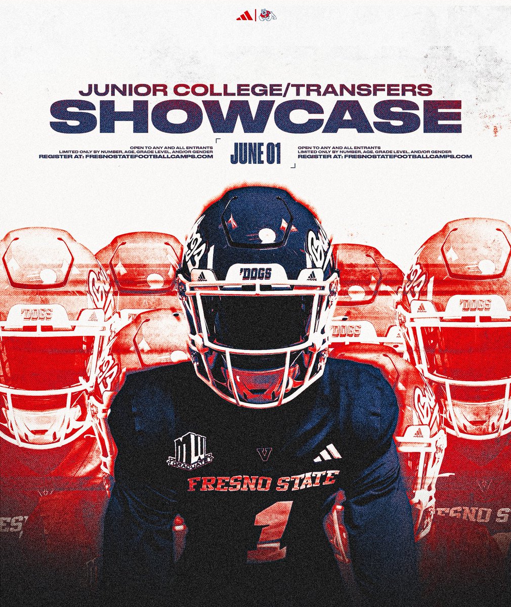 Less than a month away‼️⏳

Junior College / Portal Showcase
📆 June 1st

Sign Up ⬇️ 
FresnoStateFootballCamps.com

#BulldogBornBulldogBred #GoDogs🐶