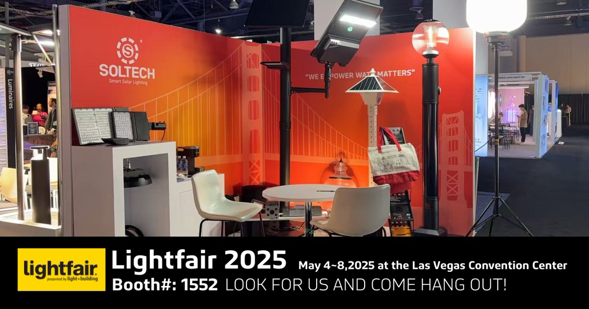 soltechsunpower's tweet image. 📢🔥🔥🔥Our SOLTECH team is looking forward to meeting you at Lightfair show 2025 at May 4–8. 🙌
😁We can't wait to see you at at the Las Vegas Convention Center.😄
👉Our Booth Number: 1552👈
💡"WE EMPOWER WATT MATTERS"💡 

#lightfair2025 #solarlight #solarLED