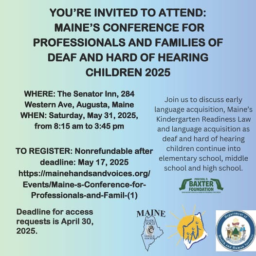 Join us on May 31, 2025, at The Senator Inn for our annual conference!
REGISTER TODAY:
mainehandsandvoices.org/Events/Maine-s…