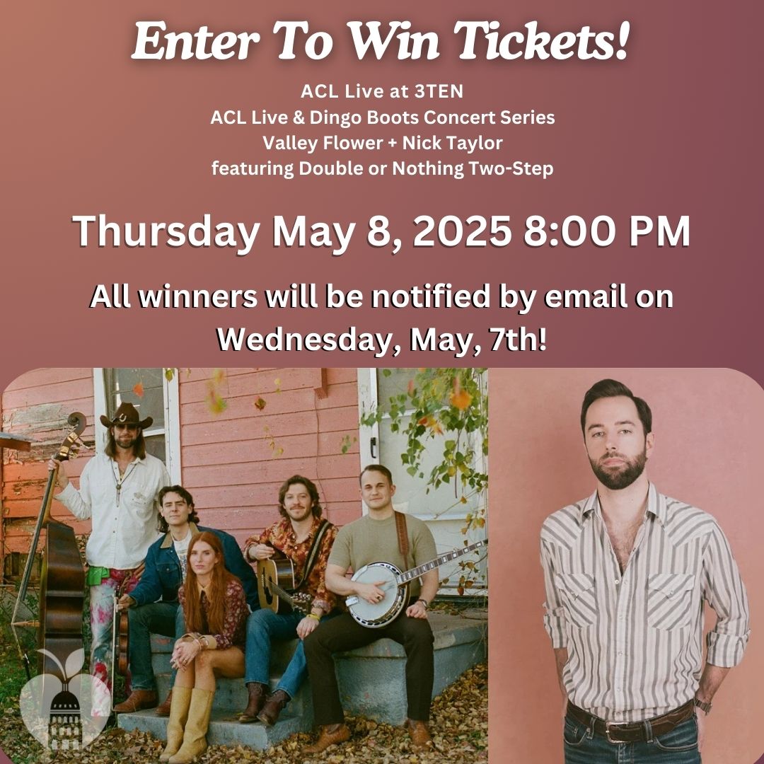 🎉 Teacher Appreciation Giveaway! 🎉

Win tix to ACL Live @ 3TEN ft. Valley Flower + Nick Taylor w/ Double or Nothing Two-Step! 🤠🎶

📅 May 8 | ⏰ 8PM
Open to all AISD staff!

Enter by May 7, 12 Noon 
👉 forms.gle/VfW7Lr7Vy8RFfj…
📩 Winners emailed May 7th EOD
