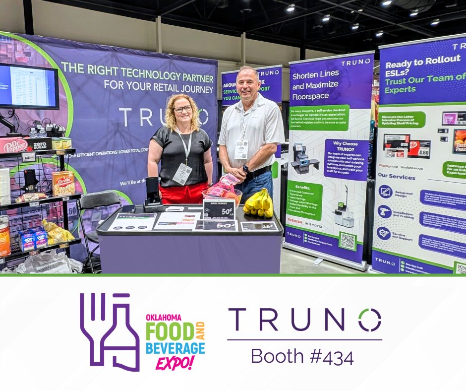TRUNO’s Craig Kassing stands with Tiffany Beat of the Oklahoma Grocers Association at the Oklahoma Food and Beverage Expo. Stop by booth 434 to meet with Craig!