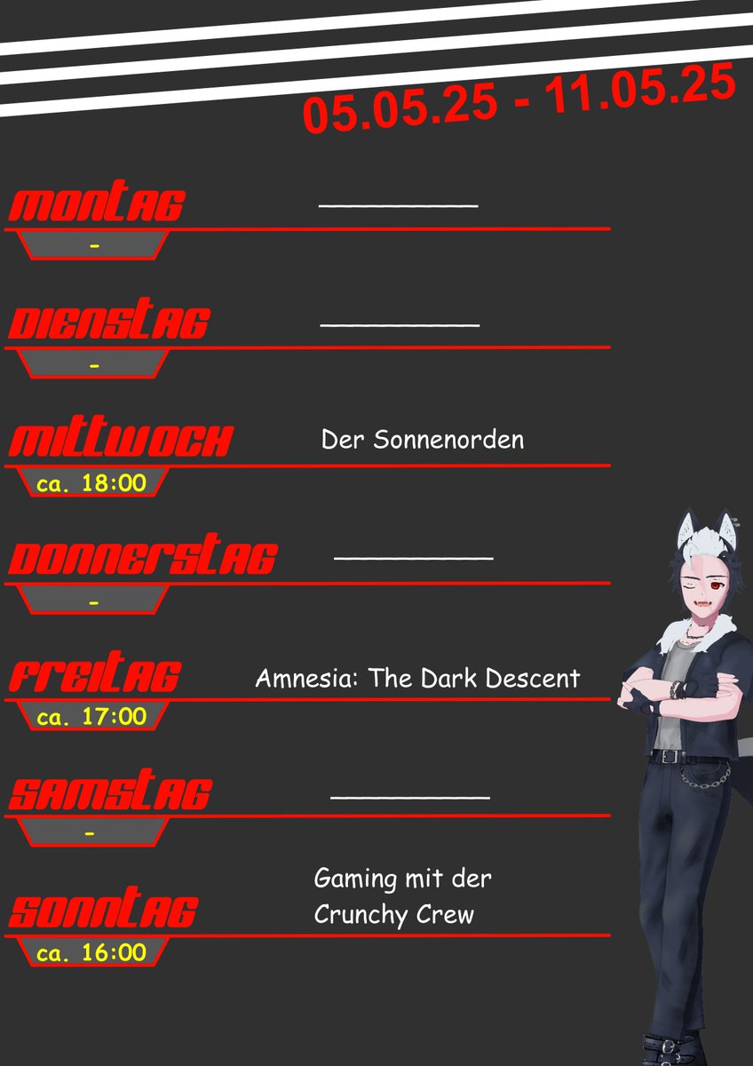 Einmal mein Streamplan für die Woche. Besonders gespannt bin ich auf Amnesie, davon habe ich schon viel Gutes gehört :)