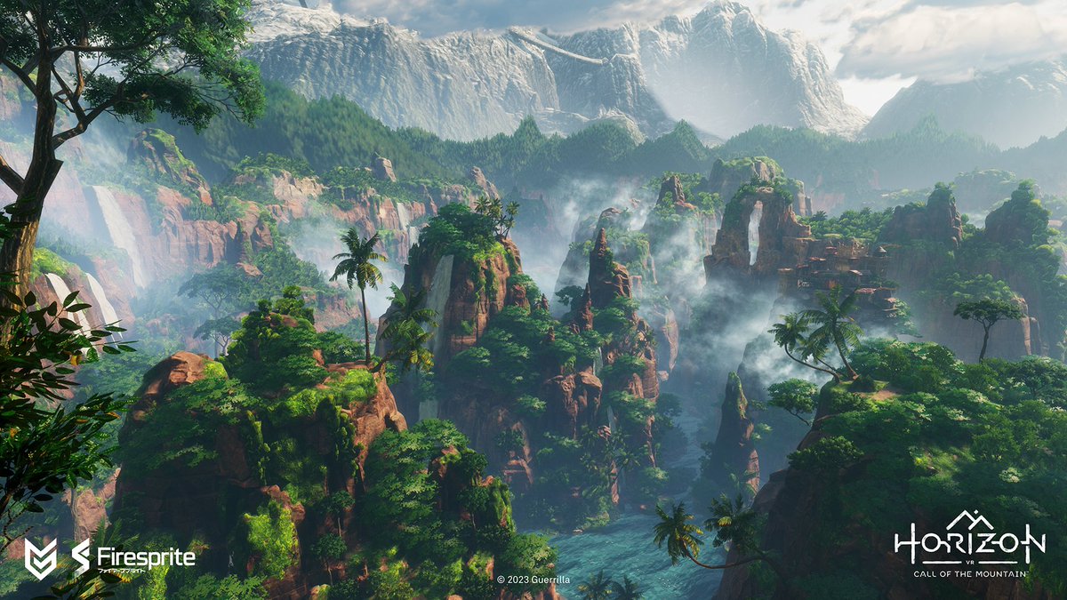 FirespriteGames's tweet image. These concept pieces showcase how the natural world takes centre stage in Horizon Call of the Mountain.
❄️🏊🌴⛰️ If you could land in any of these scenes right now, which would you choose?