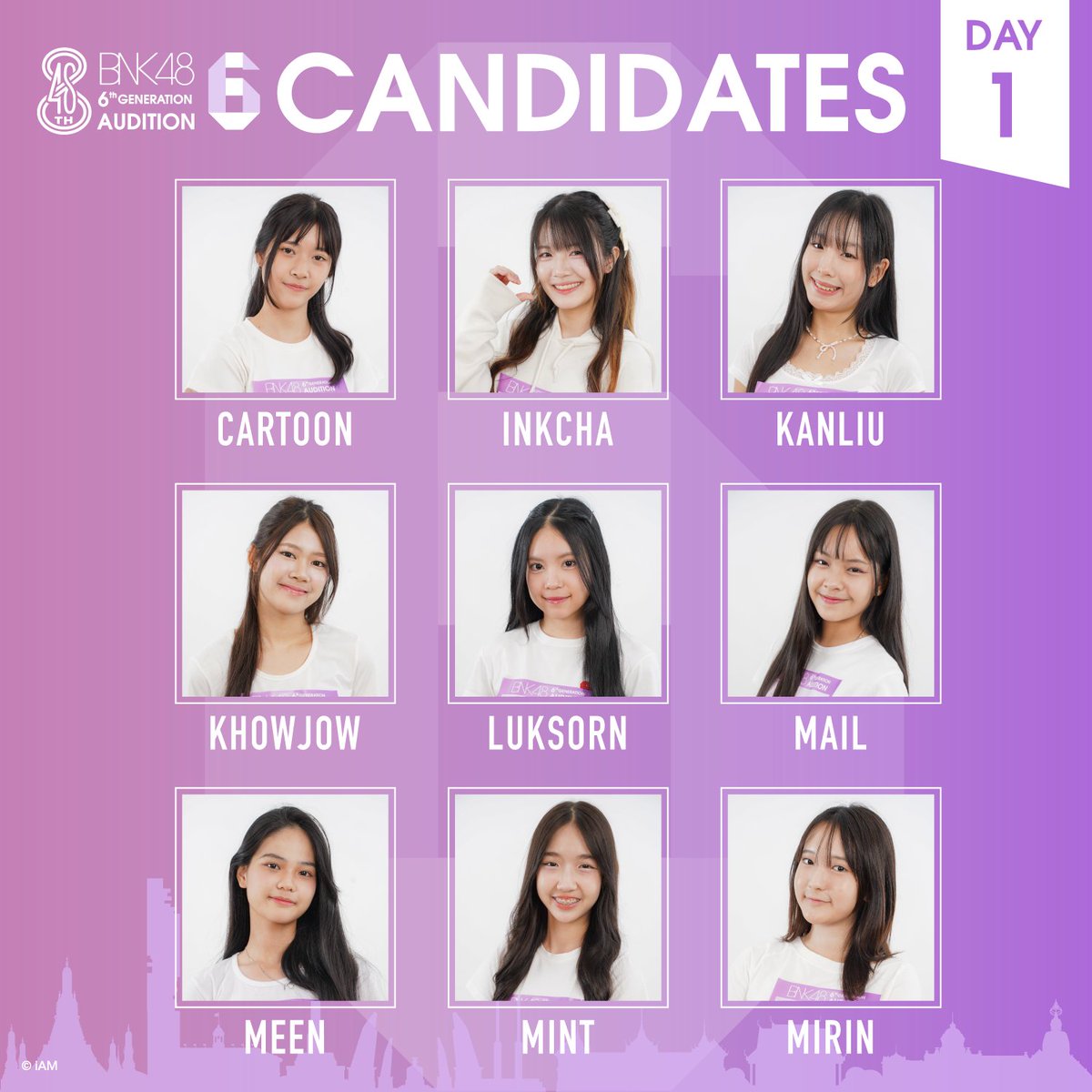 [🟣6️⃣] #BNK486thGEN_Candidates

BNK48 6th Generation Audition
Candidates [DAY 1]

#Cartoon_BNKG6C
#Inkcha_BNKG6C
#Kanliu_BNKG6C
#Khowjow_BNKG6C
#Luksorn_BNKG6C
#Mail_BNKG6C
#Meen_BNKG6C
#Mint_BNKG6C
#Mirin_BNKG6C

#BNK486thGEN_Audition
#BNK486thGeneration
#BNK48