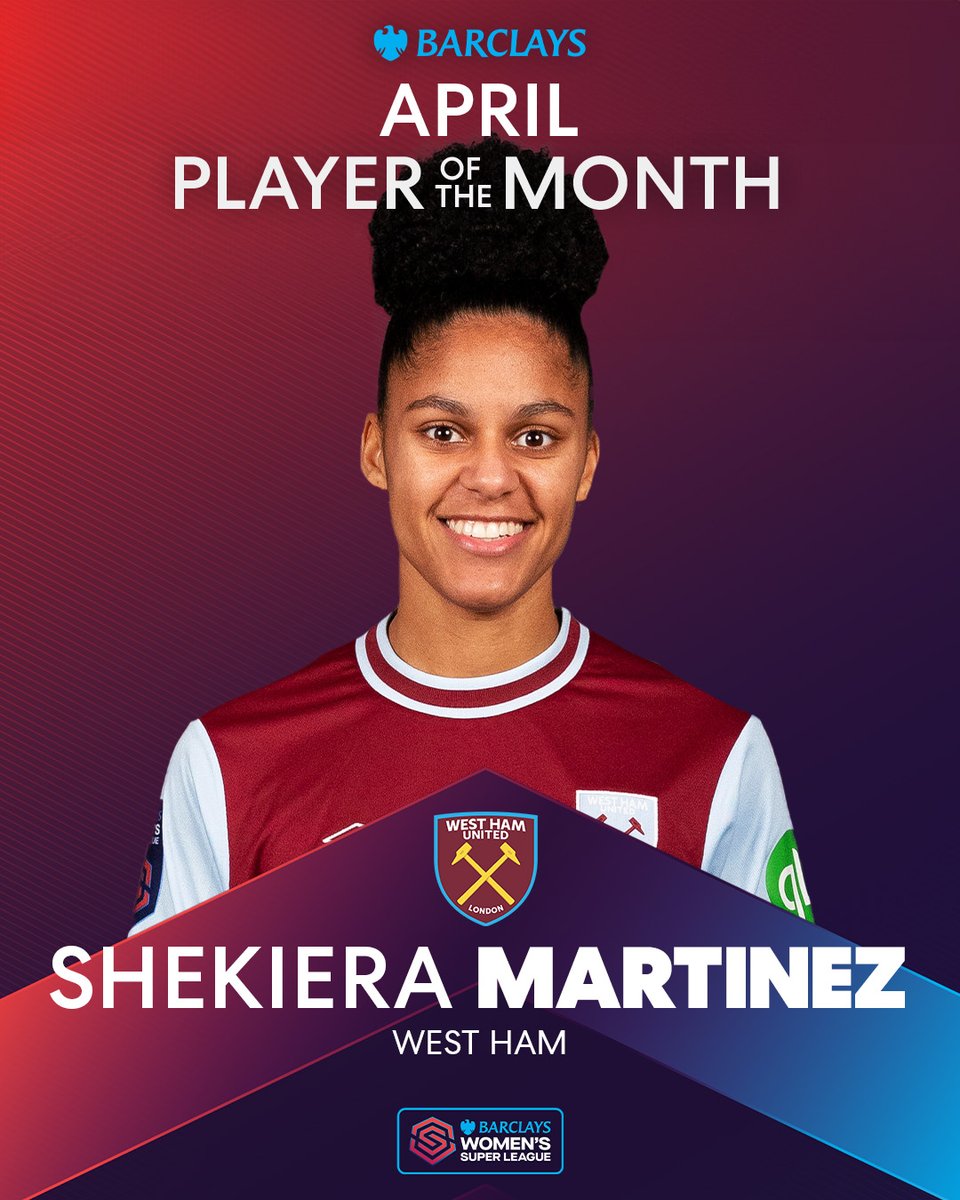 BarclaysWSL's tweet photo. Back-to-back Player of the Month awards for Shekiera Martinez 🤩

#BarclaysWSL https://t.co/sLucpxBThB