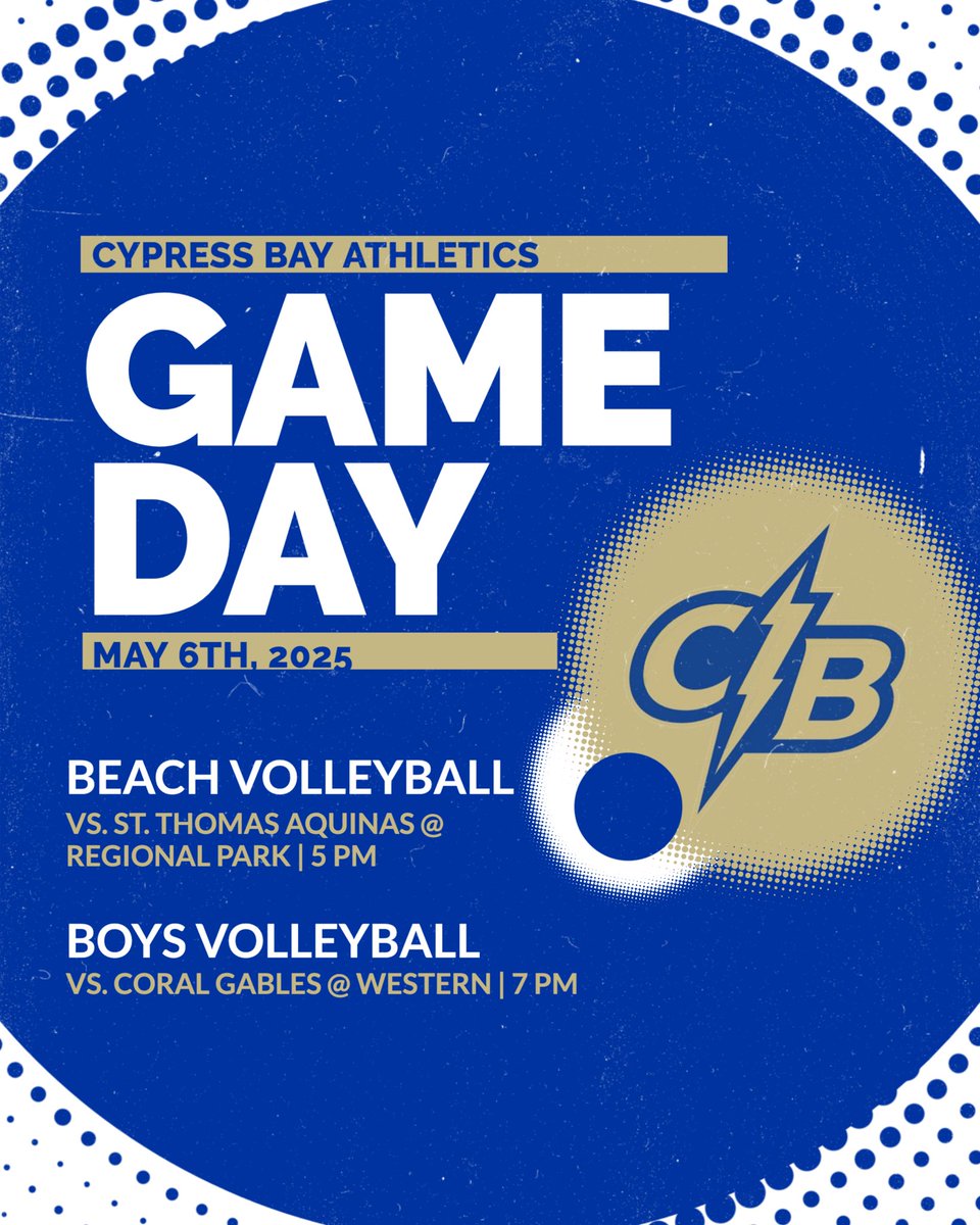 It’s game day🗣️‼️

Beach volleyball has its regional finals at Regional Park, and boys volleyball has its regional quarterfinals at Western. 

Come out and support⚡️⚡️
