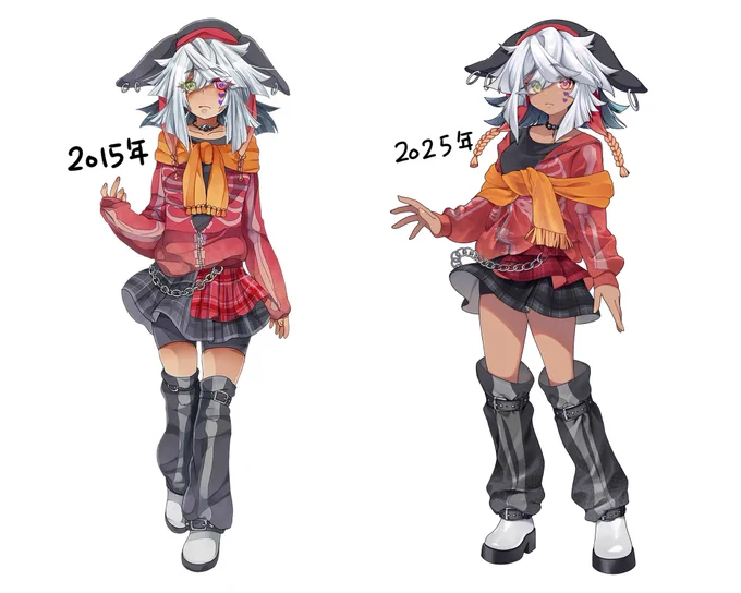 自音源の立ち絵描き直してみてるんだけど 左が10年前、右が現在でめっちゃ成長を感じる
