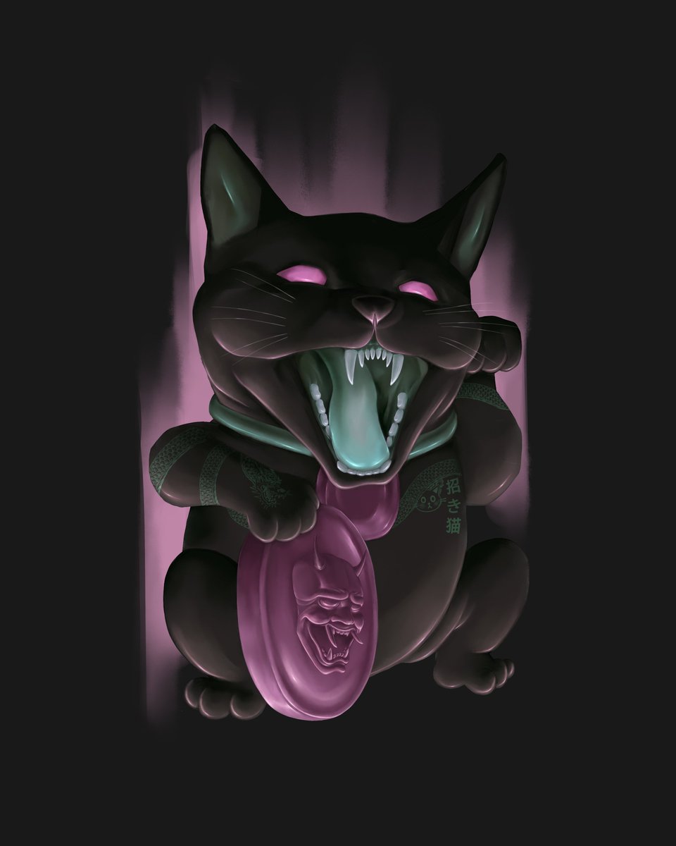 MoneyMonkeyMM's tweet photo. Black Maneki Neko 黒い招き猫  
Curse or blessing, depending on you.
#招き猫 #BlackCat #Art #DigitalArt #NFT #ArtistOnTwitter #artwork https://t.co/LvGRXW6qWu