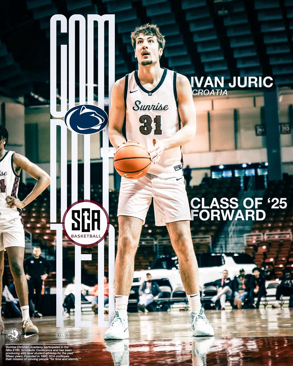 Sunrise Basketball (@sunrisehoops) on Twitter photo From Bel Aire to Happy Valley.
Congrats to <a href="/juricivan3/">Ivan Jurić</a> on his commitment to <a href="/PennStateMBB/">Penn State Men’s Basketball</a>
🦬
Buff Up. From Bel Aire to Happy Valley.
Congrats to <a href="/juricivan3/">Ivan Jurić</a> on his commitment to <a href="/PennStateMBB/">Penn State Men’s Basketball</a>
🦬
Buff Up.