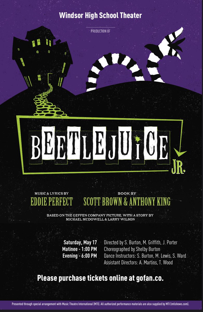 🎭🎟️ SAY BEETLEJUICE 3 TIMES AND GRAB YOUR TICKETS BELOW! 

🎭 🎟️ WHS Beetlejuice Jr.  Musical Production By: 
Mrs. Virginia Beatty-Riffle

Beetlejuice Matinee Link:

gofan.co/event/3515316?…

🎭🎭🎭🎭🎭🎭🎭🎭🎭🎭🎭

Evening Show Link:

gofan.co/event/3515323?…