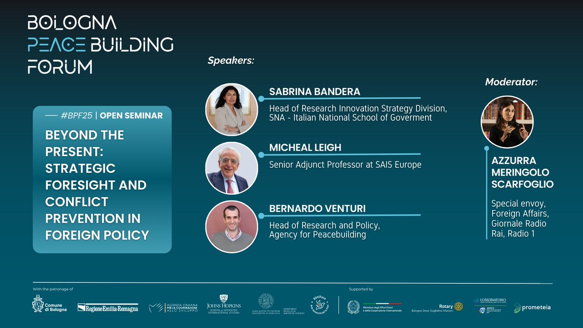 In a world of fast-moving crises, strategic foresight isn’t optional, it’s essential.
Join us at Bologna Peacebuilding Forum for the launch of our new policy paper: “Strategic Foresight and Conflict Prevention in Foreign Policy” 
🗓️ 7-9 May
 🔗 Register: peacebuilding.eu/2025-programme/