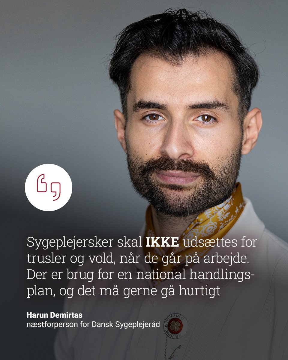Dansk Sygeplejeråd (@sygeplejeraadet) on Twitter photo Der har været flere triste episoder med vold mod sygeplejersker på det seneste☹️
Det er desværre ikke et ukendt problem, og der er brug for handling nu, siger <a href="/harundemirtasdk/">Harun Demirtas 🍀 🇩🇰🇸🇪🇺🇦🍉</a> til <a href="/DagensMedicinDK/">Dagens Medicin</a>
#dkpol #sundpol
dagensmedicin.dk/dsr-vold-mod-s… Der har været flere triste episoder med vold mod sygeplejersker på det seneste☹️
Det er desværre ikke et ukendt problem, og der er brug for handling nu, siger <a href="/harundemirtasdk/">Harun Demirtas 🍀 🇩🇰🇸🇪🇺🇦🍉</a> til <a href="/DagensMedicinDK/">Dagens Medicin</a>
#dkpol #sundpol
dagensmedicin.dk/dsr-vold-mod-s…