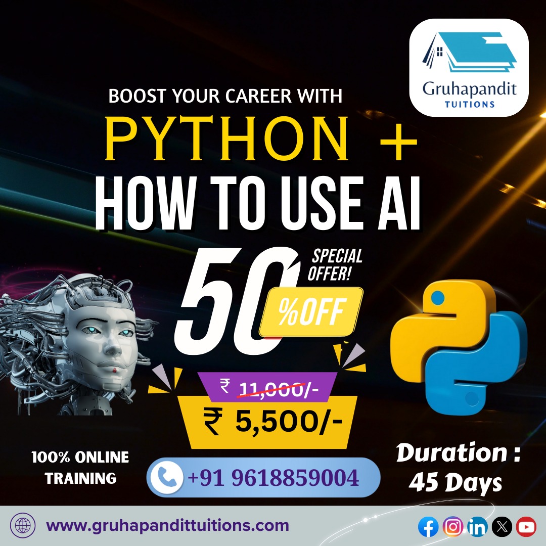 gruhapandi47996's tweet photo. 🚀 Boost Your Career with Python + AI!
Ready to level up? Learn how to use Artificial Intelligence with Python in just 45 days!
💯 100% Online | 🧠 Hands-on Learning | 📉 Special Offer: 50% OFF

🎓 Was: ₹11,000/-
💥 Now: ₹5,500/- ONLY!
📞 +91 9618859004
#Python #AI #AITraining https://t.co/4oVPMoeLyI