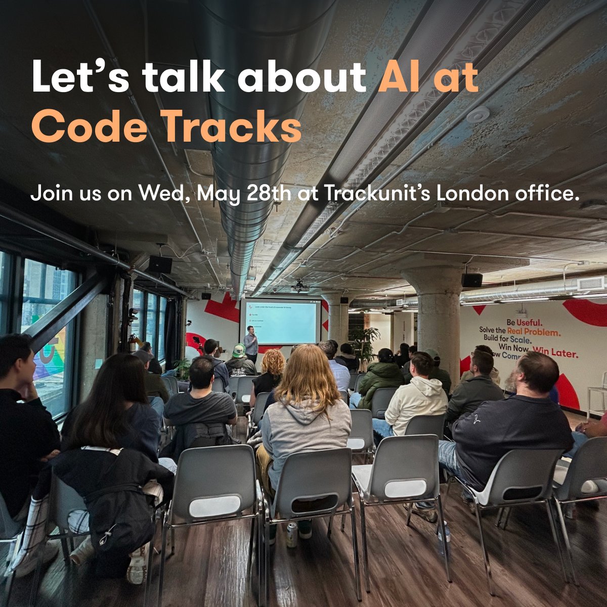 trackunit's tweet image. Join us May 28 for another exciting #CodeTracks evening filled with cutting-edge insights on AI, open-source tools, and community connection.

Agenda
🔴 6:00 – Arrive, greet &amp;amp; get settled
🔴 6:15 – AI Talks
🔴 7:15 – Networking

RSVP here: meetup.com/code-tracks-lo…

#TechMeetup