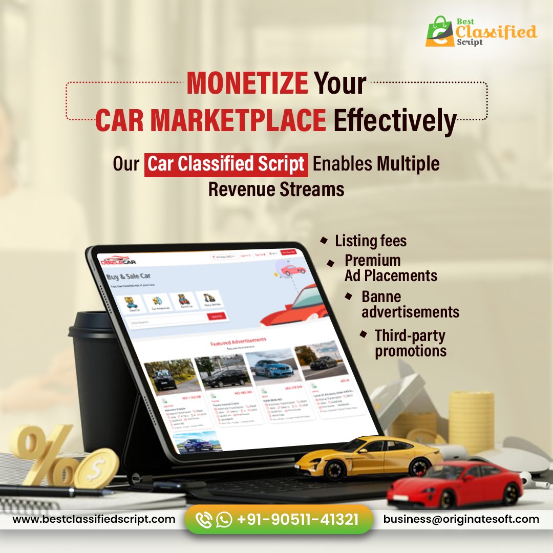 buyclassified's tweet image. Monetize Your Car Marketplace Like a Pro!
Turn every listing into a revenue opportunity with our powerful Car Classified Script from #BestClassifiedScript.
✅ Multiple Revenue Streams
✅ Premium Ad Placements
✅ Banner Ads & Third-Party Promotions
✅ Easy to Customize & Scale
