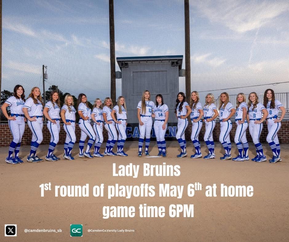@ladybruinssoftball (@camdenbruins_sb) on Twitter photo 1st Round of Playoffs. Come out and support the Lady Bruins.
🆚 Ayden-Grifton
📍Camden, NC
⏲️ 6Pm
<a href="/CamdenHS_Bruins/">Camden County High School</a> 1st Round of Playoffs. Come out and support the Lady Bruins.
🆚 Ayden-Grifton
📍Camden, NC
⏲️ 6Pm
<a href="/CamdenHS_Bruins/">Camden County High School</a>