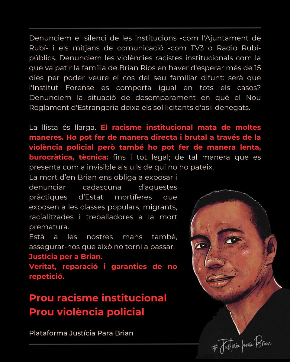 El documental parla de com es viu el dol davant la pèrdua d'una persona estimada, i reflexiona sobre com vivim socialment l'experiència de la mort i si és així com la volem viure.

Servirà com a acte inicial de les mobilitzacions(Mireu📷) de maig  per exigir #JusticiaPerBrian!