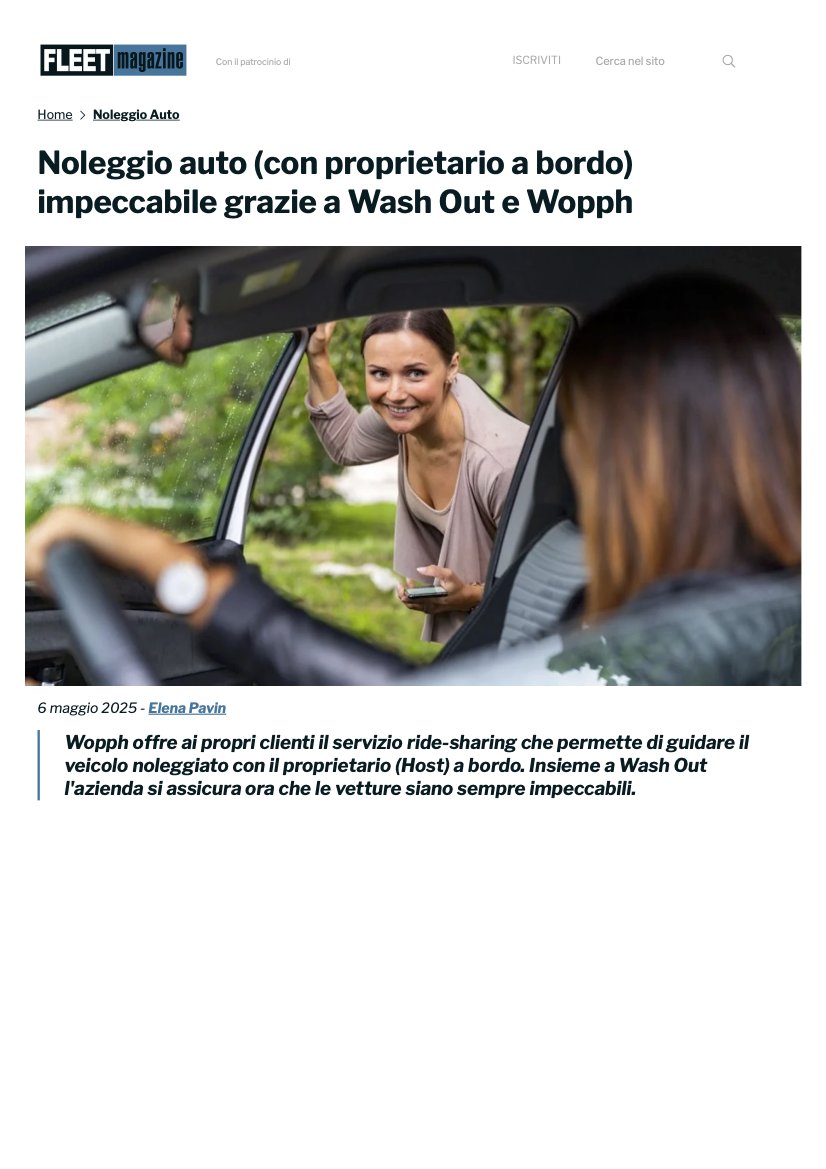 🗞️ I media parlano della nostra nuova partnership con Wopph!
Insieme portiamo il car care a un nuovo livello nel mondo della mobilità condivisa.
Grandi novità, veicoli più puliti e città più smart.