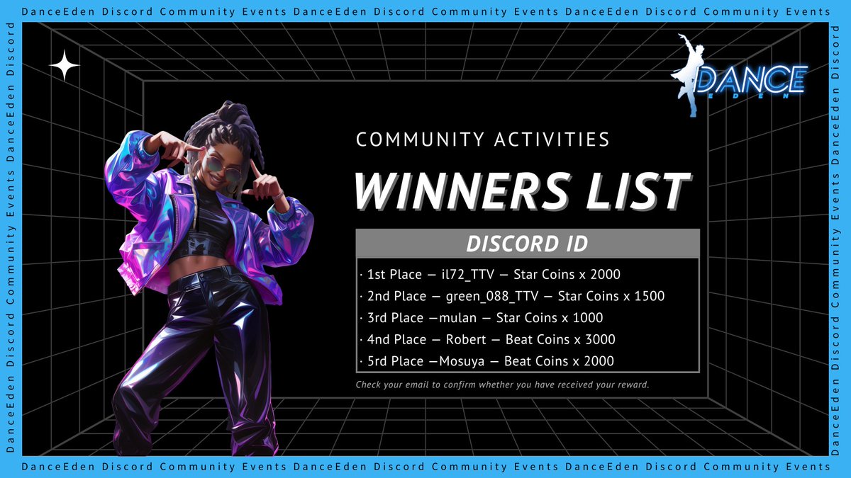 🌐Congratulations to the Winners of This Event!

Dear dancers, thank you for participating in this dance celebration.

We truly appreciate your enthusiastic involvement and outstanding performances.

Let's give a round of applause to all the participants:

🏆 1st Place — il72_TTV