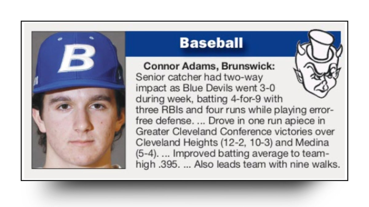 BrunswickCitySchools (@brunswickcsd) on Twitter photo Congratulations to <a href="/Bwickbaseball/">Brunswick Baseball</a> student-athlete Connor Adams, who earned Gazette Athlete of the Week honors for baseball! Way to go! We are so proud of you! Check out today’s <a href="/MedinaGazette/">The Gazette</a> for more details. #BrunswickPRIDE #JourneyOfABlueDevil #DedicatedToEXCELLENCE Congratulations to <a href="/Bwickbaseball/">Brunswick Baseball</a> student-athlete Connor Adams, who earned Gazette Athlete of the Week honors for baseball! Way to go! We are so proud of you! Check out today’s <a href="/MedinaGazette/">The Gazette</a> for more details. #BrunswickPRIDE #JourneyOfABlueDevil #DedicatedToEXCELLENCE