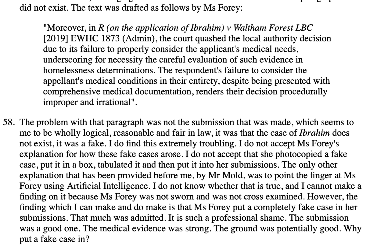 Barrister7's tweet photo. Extraordinary case in which fake citations/authorities were seemingly relied on by Solicitor &amp; Counsel in a Judicial Review:

https://t.co/rRd9iFCqSd https://t.co/tcweZ90eCb