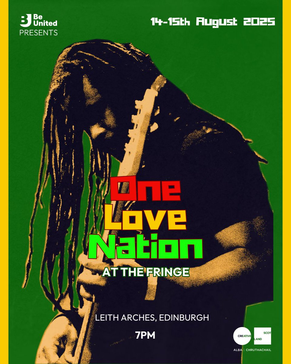 Be United Presents two incredible shows, filled with vibrant Reggae and Afrobeats rhythms, at this year’s Edinburgh Festival Fringe!

📍 Leith Arches, Edinburgh
🗓️ 14 &amp; 15 August 2025
🎟️ More information: be-united.org.uk/one-love-natio…

#EdFringe2025 #LiveMusicEdinburgh