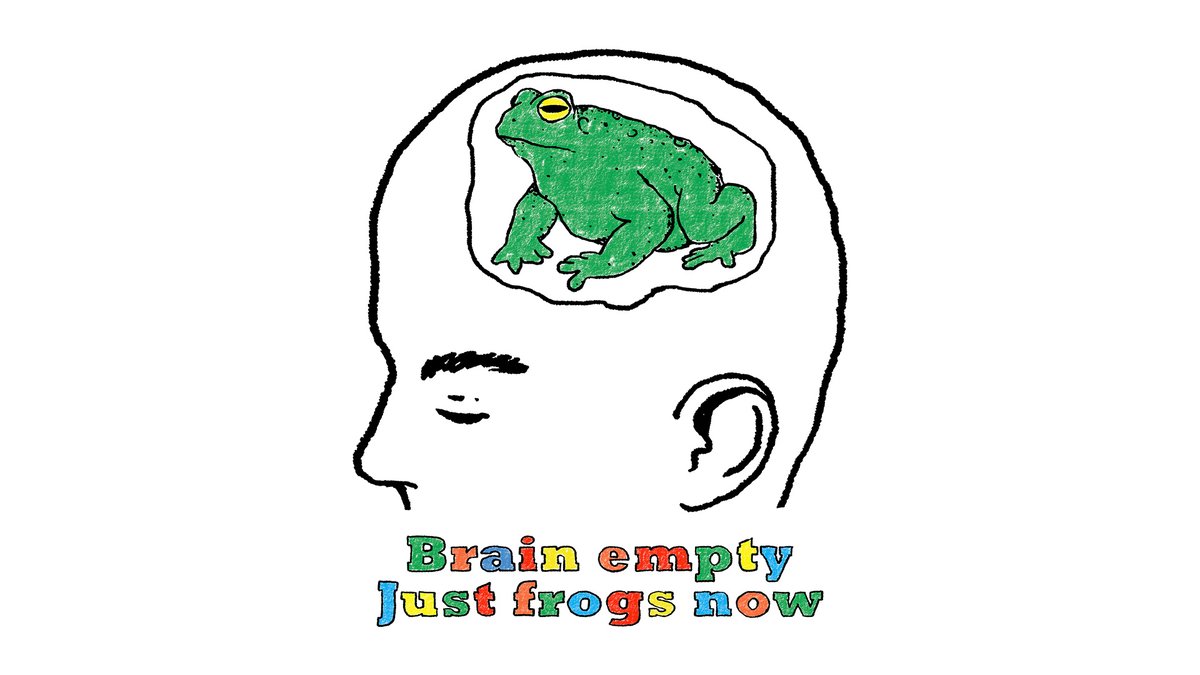 Brain empty. Just frogs now. dbh.la/funnybrain2025

Design by oiyo. #independentartists #funny