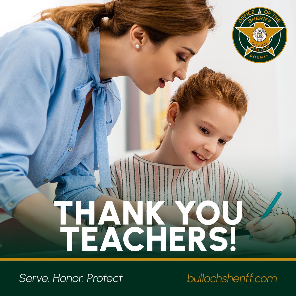 BullochSheriffs's tweet image. 𝗛𝗮𝗽𝗽𝘆 𝗧𝗲𝗮𝗰𝗵𝗲𝗿 𝗔𝗽𝗽𝗿𝗲𝗰𝗶𝗮𝘁𝗶𝗼𝗻 𝗗𝗮𝘆! 🍎

Today, we celebrate the incredible teachers who inspire, educate, and shape the future of our community. Your dedication, hard work, and passion for teaching make a difference in the lives of so many.

Thank you f ...