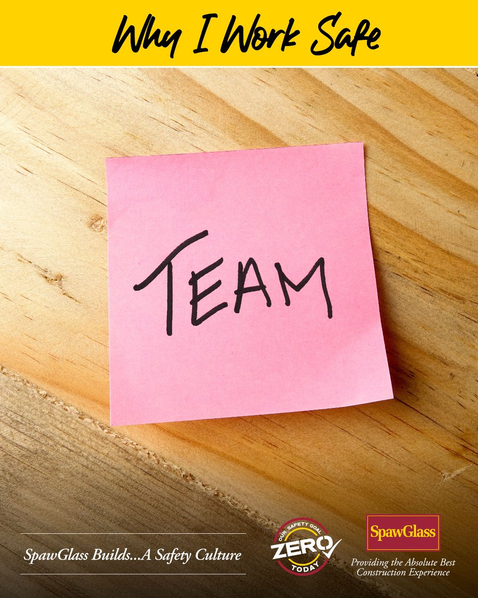 SpawGlass1953's tweet image. Safety is a shared responsibility. By staying alert, leading by example, watching out for one another and exceeding safety standards, we #LiveTeamwork to ensure everyone makes it home safely each day.

#ConstructionSafetyWeek #WhyIWorkSafe #SafetyWHY #ZeroToday