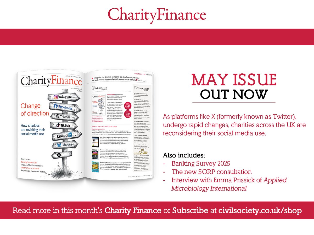 Explore the latest insights in the May issue of our Charity Finance Magazine.

Get your copy at bit.ly/4iNfPFu

#CharityFinance