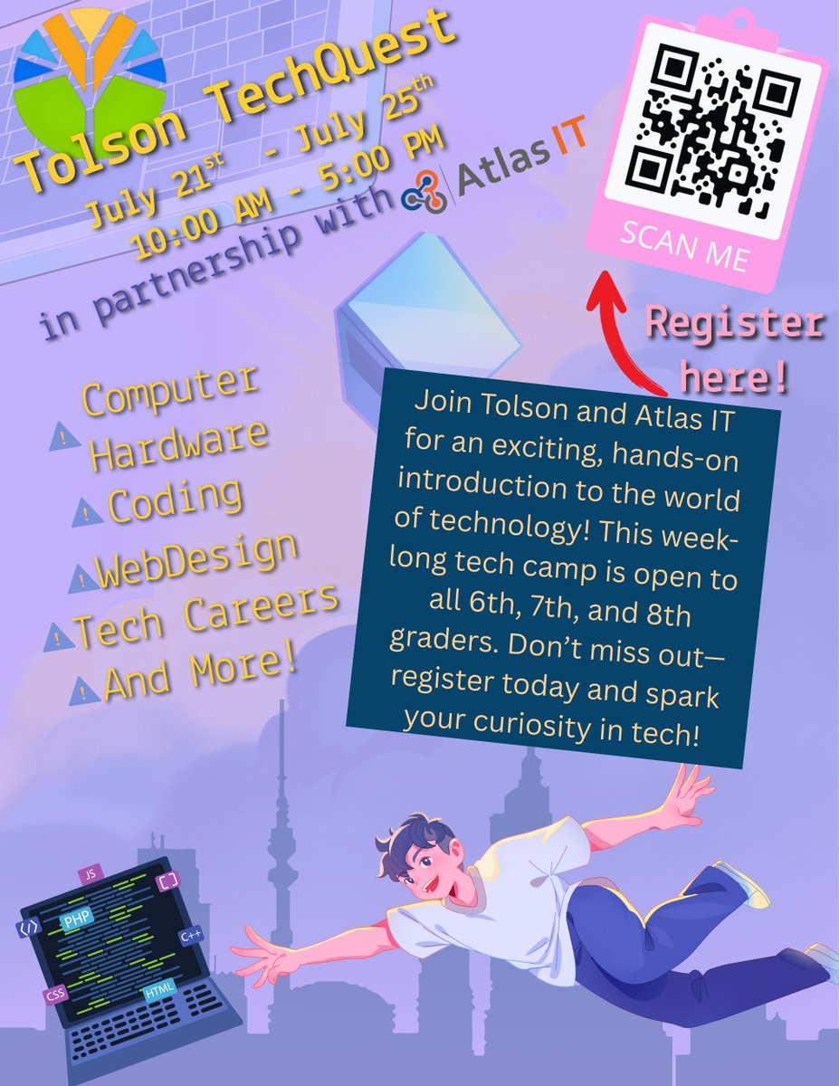 TolsonCentro's tweet photo. Middle Schoolers and High Schoolers need something to do over summer as well. We have you covered. We have 4  summer camp options for teenagers this summer. Check them out. Visit https://t.co/ehrX1a4DmB to register now! https://t.co/sOhcUXv6m4