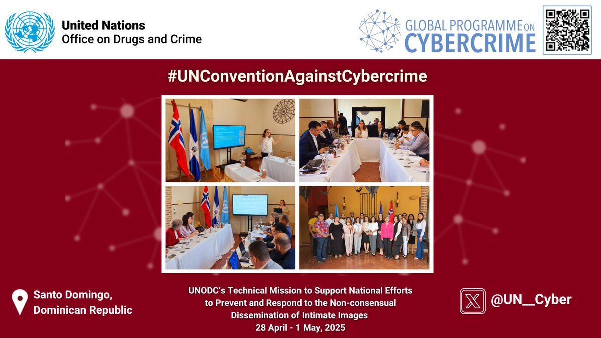 Global Programme on Cybercrime (@un__cyber) on Twitter photo Santo Domingo,🇩🇴| The <a href="/UN__Cyber/">Global Programme on Cybercrime</a> introduced #StopNCII, a global tool to prevent non-consensual sharing of intimate images. This tool, developed by @SWGfL, is a step forward in protecting victims in accordance with the #UNConventionAgainstCybercrime.
Thank you🇳🇴 for the support. Santo Domingo,🇩🇴| The <a href="/UN__Cyber/">Global Programme on Cybercrime</a> introduced #StopNCII, a global tool to prevent non-consensual sharing of intimate images. This tool, developed by @SWGfL, is a step forward in protecting victims in accordance with the #UNConventionAgainstCybercrime.
Thank you🇳🇴 for the support.