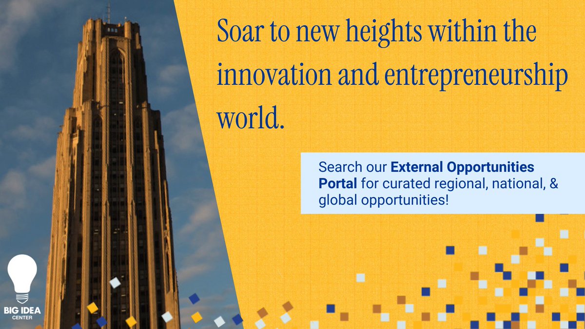 pittbigidea's tweet image. Ready to step out and plug into innovation & entrepreneurship opportunities in the 412 and beyond? π‘π We've curated a list of events, programs, and competitions (updated weekly) for you to take advantage of!
Access our External Opportunities Portal: hubs.li/Q03kJ7DY0