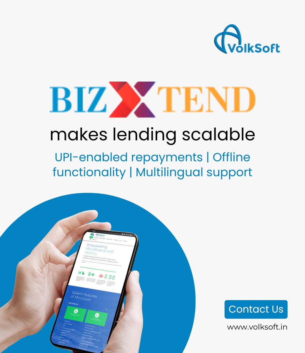 _VolkSoft's tweet image. Empower your microfinance institution with seamless, efficient lending.
Get started today: volksoft.in

#VolkSoft #BizXtend #TechForLending #LendingSoftware #FinancialInclusion #FinanceForAll #EnterpriseMobility #FintechSolutions #LendingAutomation #DigitalFinance