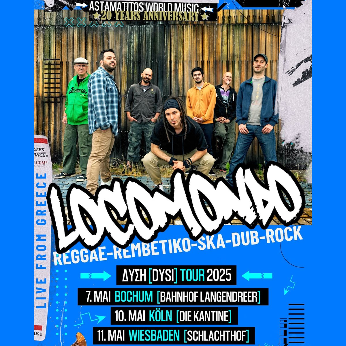 Konzert der griechischen Reggae-Ska Band 𝗟𝗼𝗰𝗼𝗺𝗼𝗻𝗱𝗼.
📍 KANTINE, Köln
🕗 10.05.25 | 20:00 Uhr
💶 Eintritt: 29,97€ (ACHTUNG: 𝗔𝘂𝘀𝘃𝗲𝗿𝗸𝗮𝘂𝗳𝘁!)

#griechenland #konzert #reggae #ska #musik #in #köln #locomondo #ελληνική #συναυλία #μουσική #στην #κολωνία