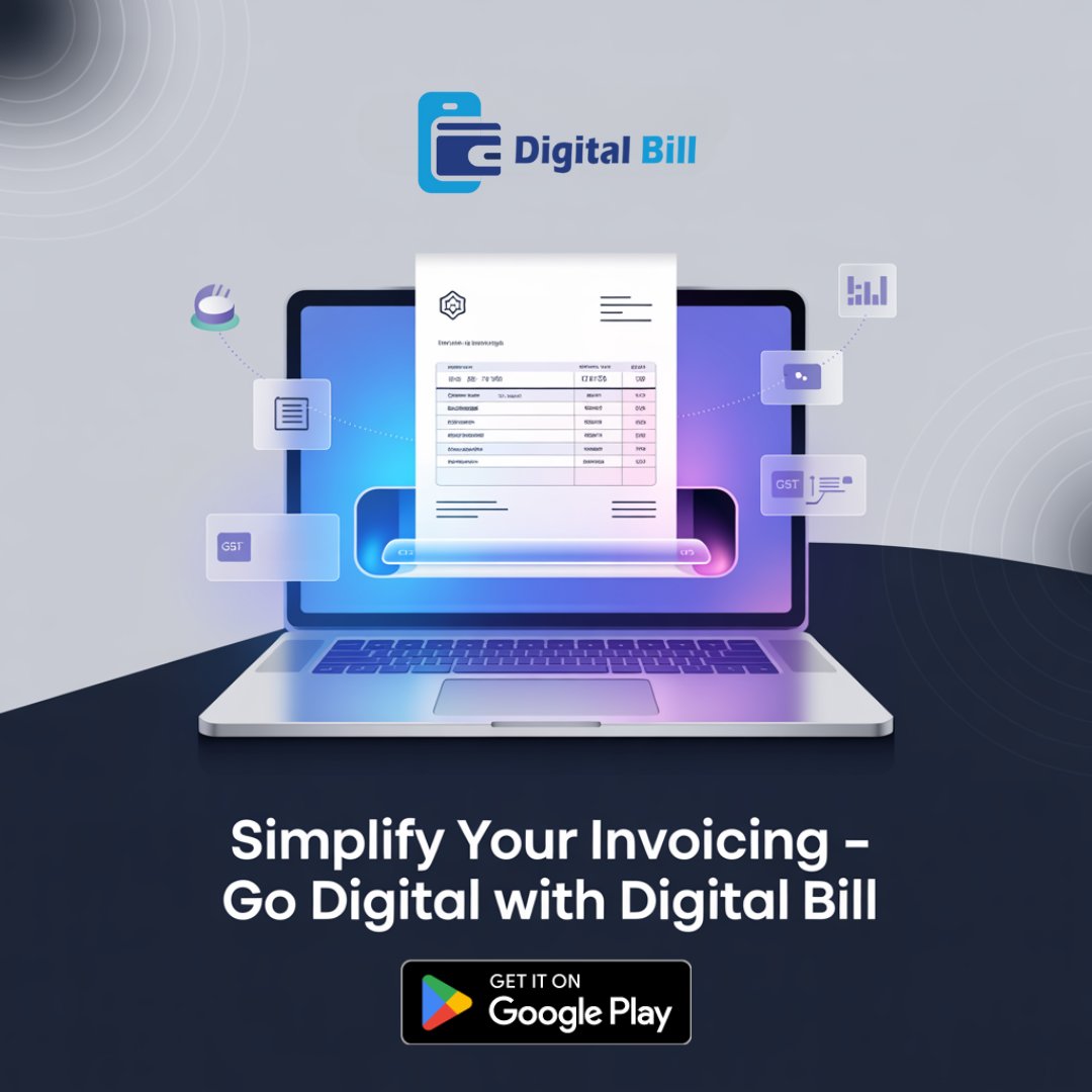 digitalbill09's tweet photo. 🧾 Ditch manual invoices—go digital with Digital Bill!
 Create GST-ready invoices, manage billing &amp; stay on top of your finances.
 📲 Now on Google Play.
 #DigitalBill #BillingApp #StartupTools #GSTInvoicing #MSMEIndia https://t.co/xXmnBBAph6