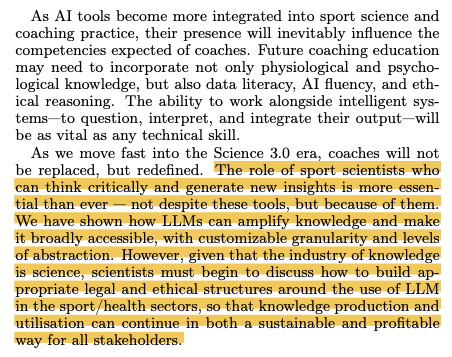 Andrea Zignoli (@andrea_zignoli) on Twitter photo ๐ง1x human coach
๐ค1x AI coach
๐บ๏ธ1x knowledge space
๐
2 totally different 'thinking' processes ๐ง โณ
How do we make the best out of both?
<a href="/PaulBLaursen/">Paul Laursen</a> <a href="/Athletica_AI/">Athletica</a> <a href="/SportPerfSciR/">SportPerfSci Reports</a>
Our take on LLMs and their implications for the world of coaching ๐๐
sportperfsci.com/the-computatioโฆ ๐ง1x human coach
๐ค1x AI coach
๐บ๏ธ1x knowledge space
๐
2 totally different 'thinking' processes ๐ง โณ
How do we make the best out of both?
<a href="/PaulBLaursen/">Paul Laursen</a> <a href="/Athletica_AI/">Athletica</a> <a href="/SportPerfSciR/">SportPerfSci Reports</a>
Our take on LLMs and their implications for the world of coaching ๐๐
sportperfsci.com/the-computatioโฆ