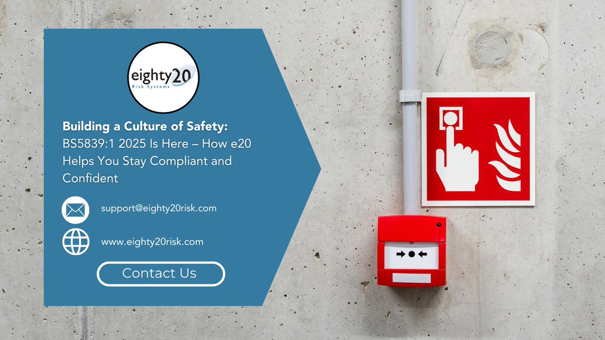 E20Safety's tweet photo. Enhancing Fire Safety Compliance: Discover how eighty20 Risk Systems can help you stay protected and confident with the new BS5839:1 2025 standards.
https://t.co/aAyBQomta1 https://t.co/WcaRvpN9ya