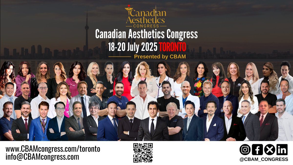 Meet global leaders in Aesthetic Medicine at the Canadian Aesthetics Congress in Toronto 🇨🇦 – July 18-20, 2025!
Join us for 3 days of innovation, education, and networking.
#CBAM_CONGRESS #CBAM #AestheticMedicine
Link: cbamcongress.com/toronto/