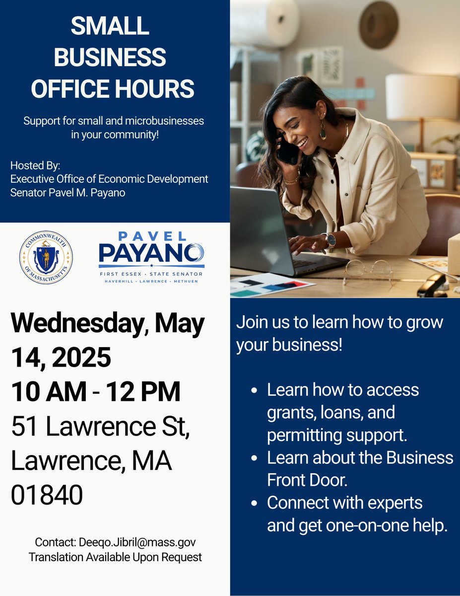 MassEOED's tweet image. To mark National Small Business Month, the Executive Office of Economic Development is hitting the road with events across the Commonwealth. Through workshops and office hours, we are connecting entrepreneurs with tools, resources and one-on-one support.