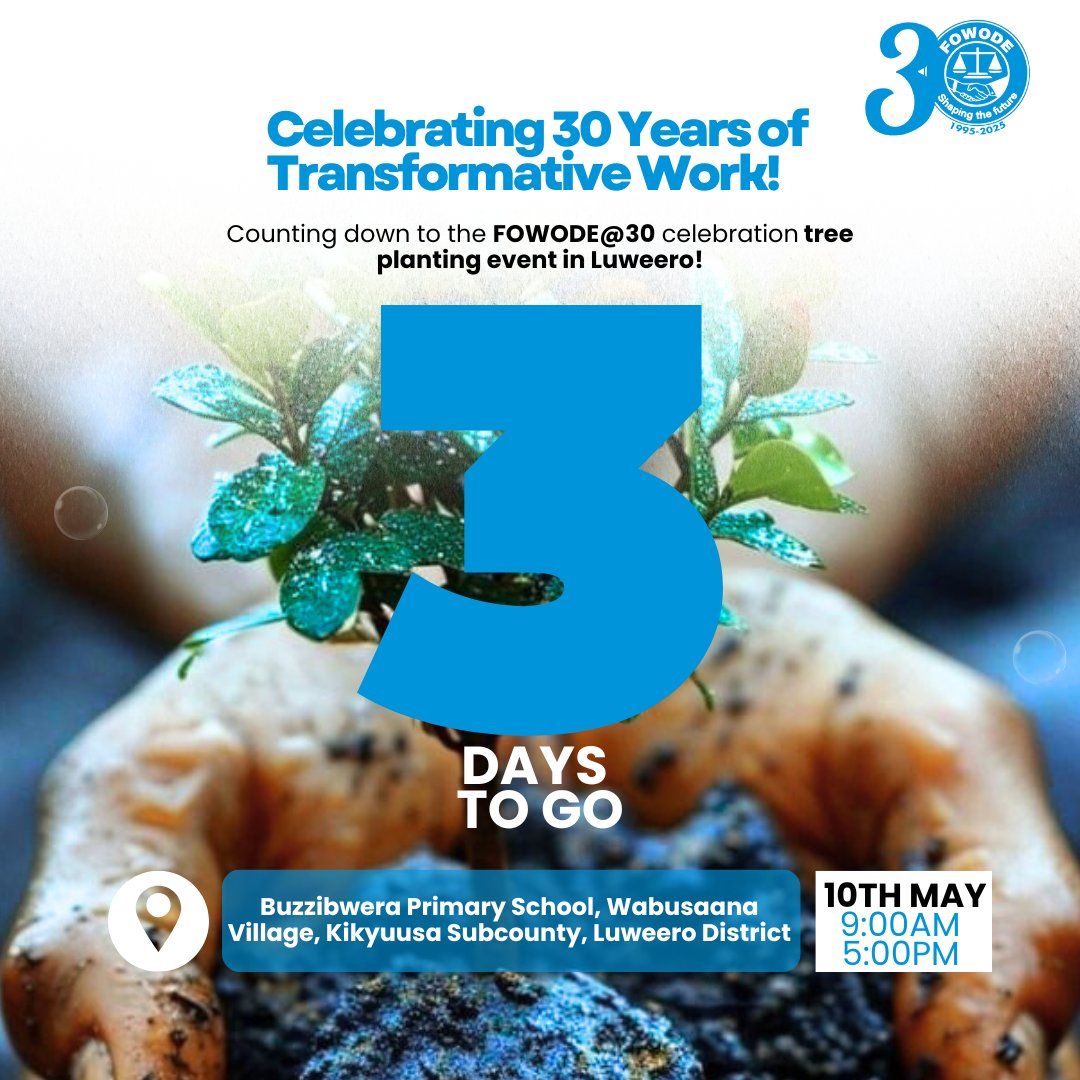 FOWODE_UGANDA's tweet photo. Have you sponsored your tree yet? The countdown is on with only 3 days to go! Plant a tree to honour a loved one or mark a special milestone, while supporting women’s pathways to economic well-being.

UGX 35,000 is all it takes to make a meaningful difference. #FOWODEAT30 #SponsorATree