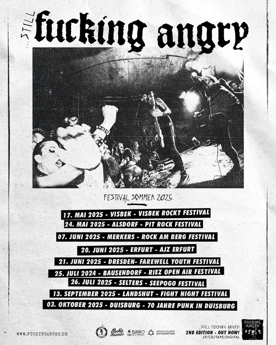 Der Sommer wird 🔥🔥🔥 
Es stehen einige Festivals an und wir haben Bock! 
Packt Sonnenmilch, Handtücher &amp; Badelatschen ein 😎

#fuckingangry #stillfuckingangry #wearefuckingangry #punk #festivals #pogo #rilrec #rookierecords